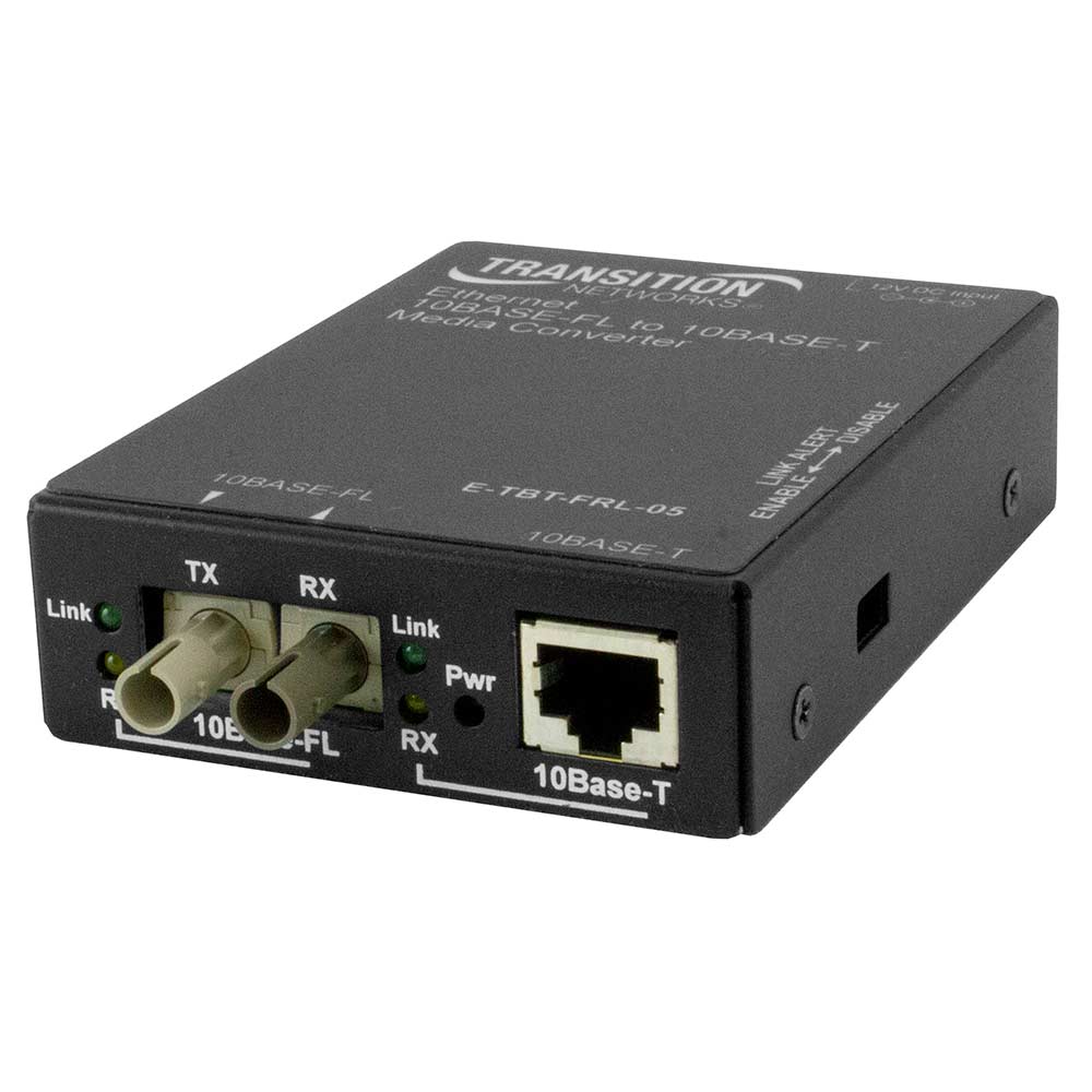 Transition Networks E-TBT-FRL-05 10BASE-T to 10BASE-FL Ethernet Media Converter 