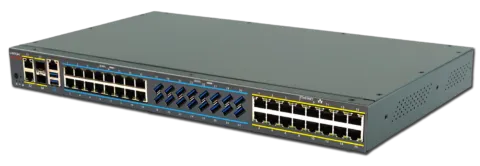 Lantronix SLC 9000 advanced console manager model SLC9016-16U-16E with 16 RJ45 serial, 16 USB serial, and 16 Ethernet console ports for secure remote data center management.